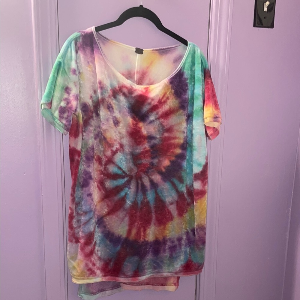 Free People We the People Vintage Multicolor Tie-Dye Women's Plush Terry Top EUC